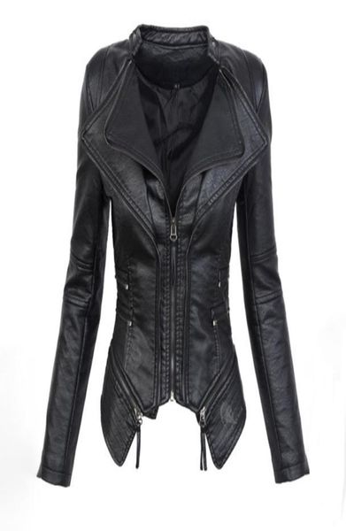 

black gothic faux leather pu jacket women winter autumn fashion motorcycle jacket coat punk zipper outerwear plus size fall coat6859764