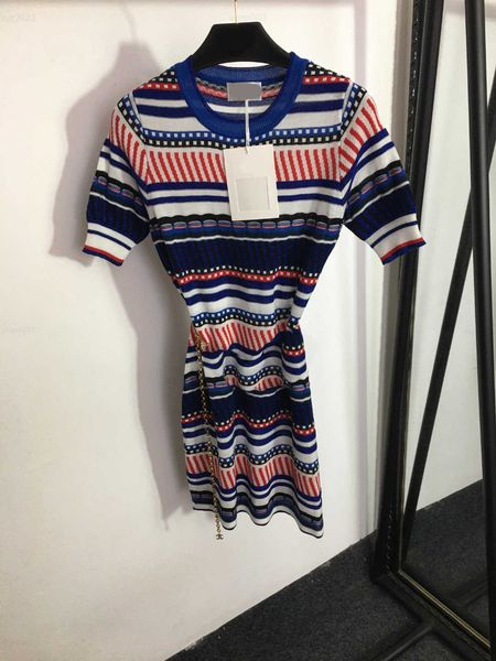 

women designer clothing lady dresses fashion diamond chain waistband decoration girl skirt short sleeve dress multiple product, Black;gray