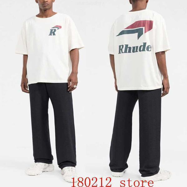 

rhude blue red arrow print t shirt men women oversize streetwear short sleeve tee, White;black