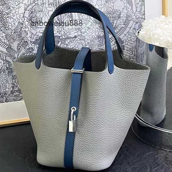 

aherbag authentic handbag desinger totes picotin bags new h home layer cowhide togo leather vegetable basket women's bag water bucket b