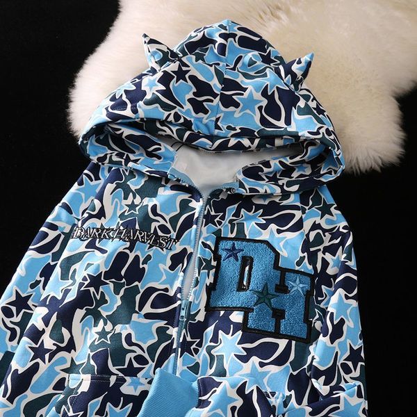 

women's hoodies sweatshirts harajuku demon embroidery hoodies oversized camouflage sweatshirt gothic goth y2k clothes couples streetwea, Black