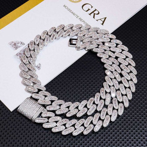 

16mmcross border european and american hip-hop diamond cuban chain 925 silver necklace trendy brand personality