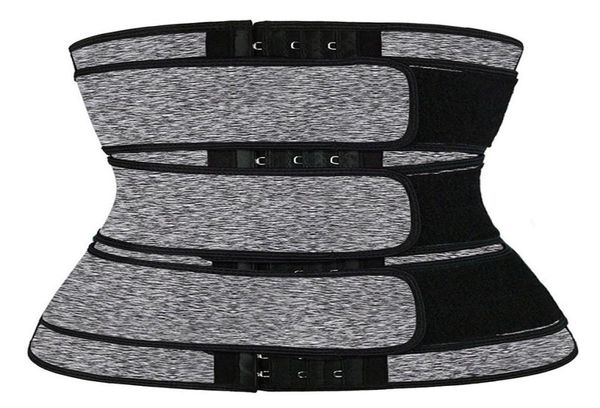 

3 belt waist trainer corset neoprene sweat belt body shaper women slimming sheath reducing curve shaper workout trimmer5683665, Black;gray