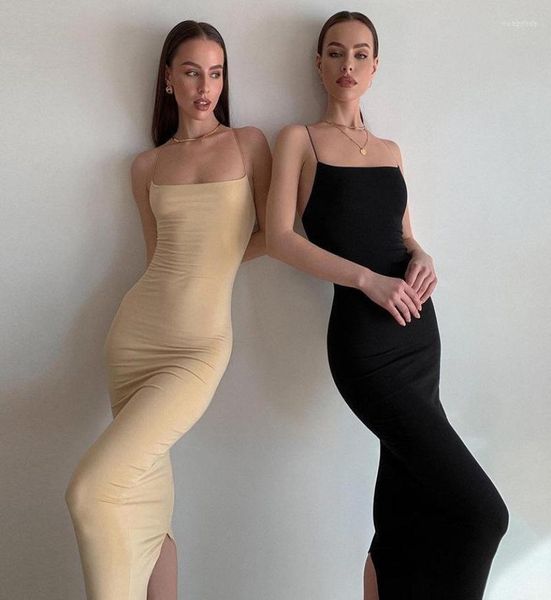 

casual dresses fashion 2022 summer women39s skims dress suspender solid color peach hips slim fit split dresscasual4251251, Black;gray