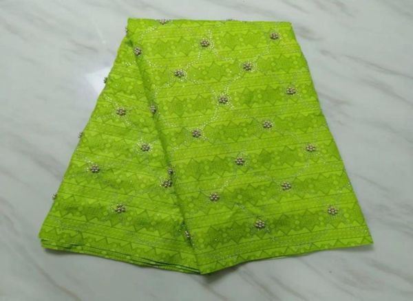 

5yards pc sale lemon green bazin lace fabric with beads and rhine african brocade cotton material for party dress bz2784852169, Black;white