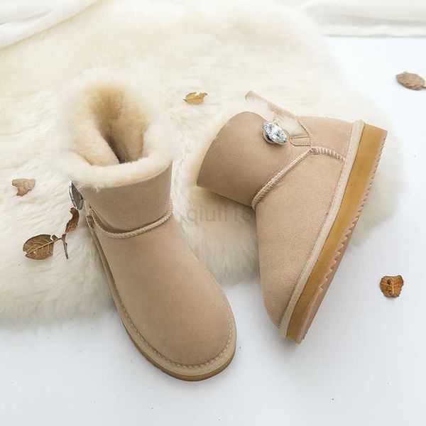 

boots shoes women snow boots genuine sheepskin leather fashion ankle boots warm wool winter boots shoes, Black