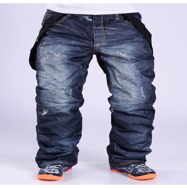 

men039s pants style snow bid jean snowboard suspenders denim ski men039s skate board waterproof windproof thermal skiing1446308, Black