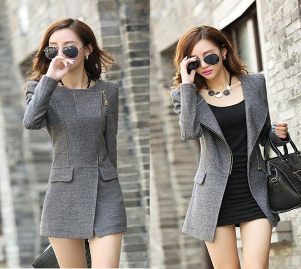 

2015 new fashion womens solid jackets women039s coat casual slim long sleeve clothing zipper jacket 85e 203314104, Black;brown