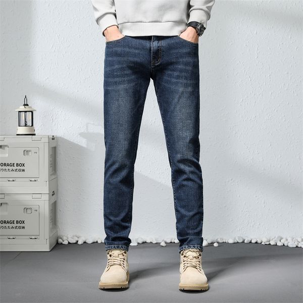 

mens jeans spring summer fashion versatile cotton pop pocket slim casual design soft business korean version long pants 230809, Blue