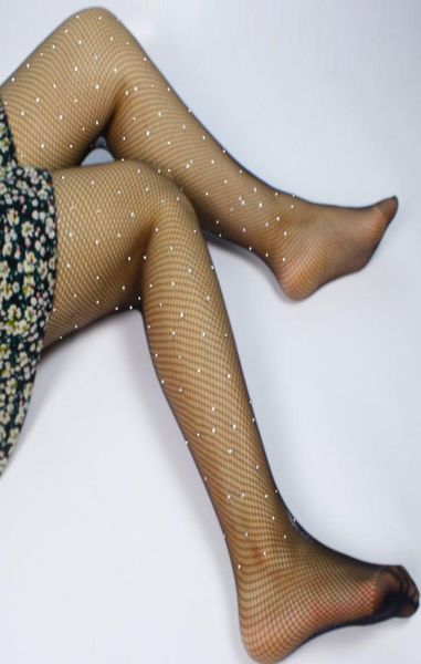 

2017 women's ladies girls rhine tights shiny diamond fishnet stockings hollow small mesh beading pantyhose5569132, Black;white