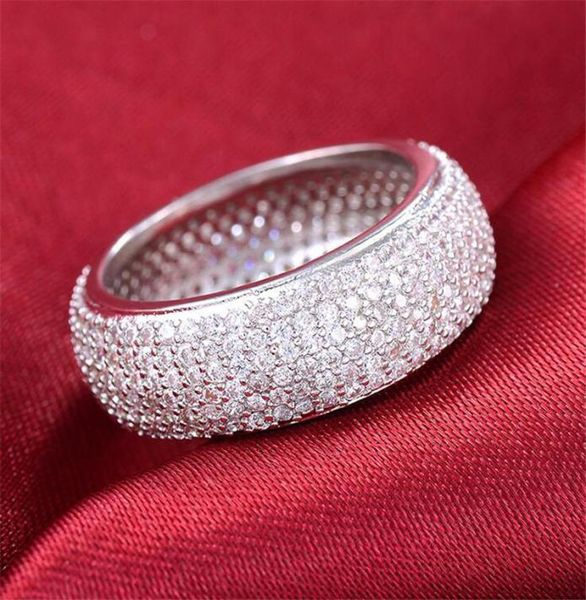 

2021 new arrival sparkling hip hop luxury jewelry 925 sterling silvergold fill pave 6 rows white sapphire cz diamond gemstones we5136953, Slivery;golden