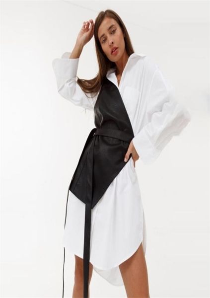 

women039s pu vest casual solid asymmetric bandage leather office lady vintage all match one shoulder chic streetwear 2203087123854, White