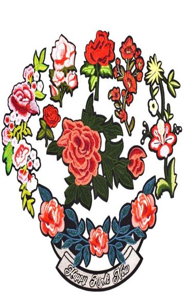 

big flowers embroidery patches for women clothes bags iron on transfer applique patch for jeans garment jackets diy sew on embroid4349514, Black