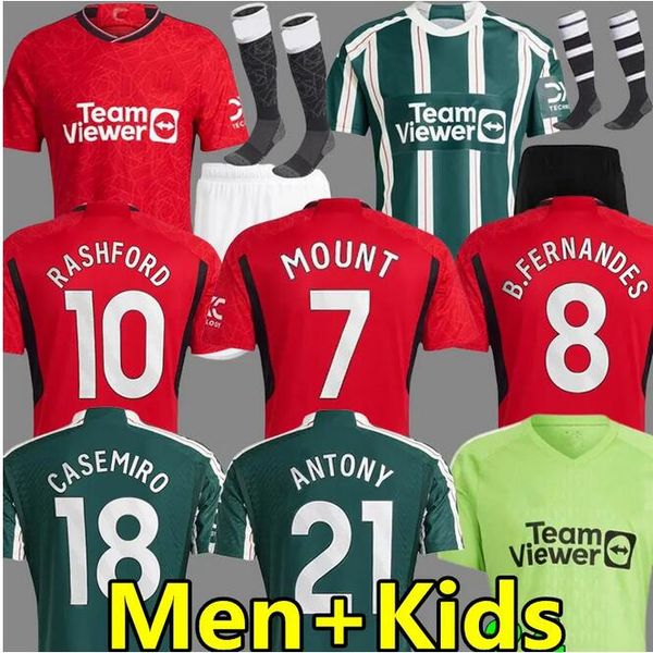 

23 24 mount rashford sancho soccer jerseys b. fernandes garnacho casemiro martinez antony onana manchesters mans utds 2023 2024 football shi, Black;yellow