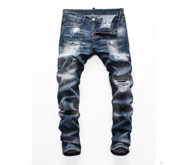 

mens designer jeans black ripped luxury biker skinny motorcycle pants pour hommes men s hip hop denim rock revival jean high7016253, Blue