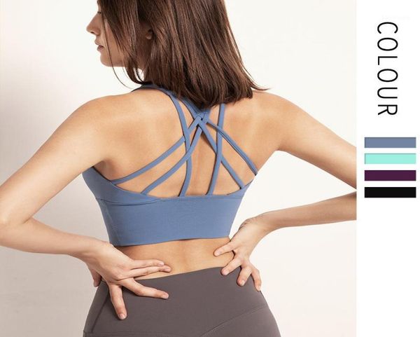 

sports bra push up crop solid cross back yoga running gym training workout femme padded underwear female bras vest15254300, White;black