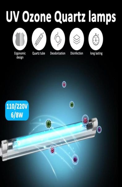 

6w 8w uv led lamp germicidal sterilizer 110v 220v ultraviolet quartz linear light ozone generator disinfection deodor bar tube9156278, Black;white