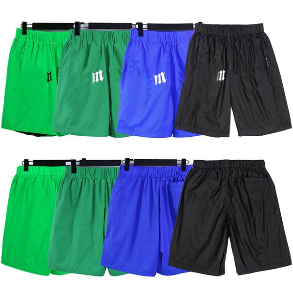 

palm shorts, monogram print, loose and thin sweatpants, street casual lace-up pants, black, green, blue men's shorts, White;black