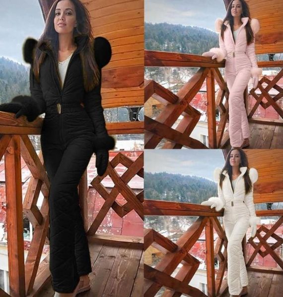 

women039s jumpsuits rompers women one piece ski jumpsuit breathable snowboard jacket skiing pant sets bodysuits outdoor snow 799053491029, Black;white