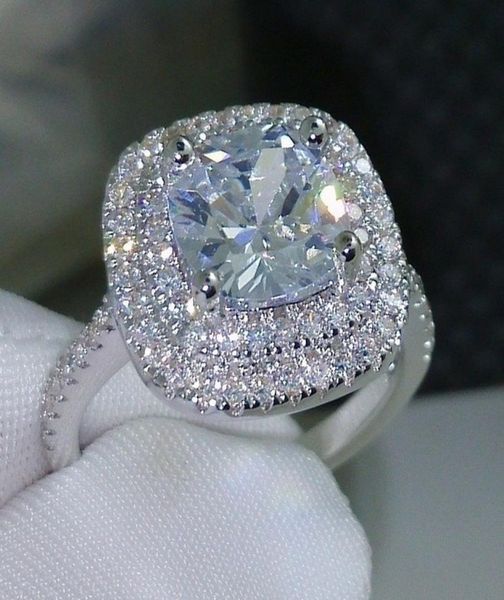 

doublelayer square zircon diamond ring inlaid with z colored include box cne fast delivery6336681, Golden;silver