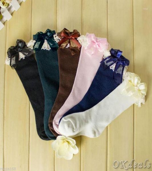 

wholebabys039 girls039 toddler kids knee high length warmer cotton socks bow lace frill2246559, Black;white
