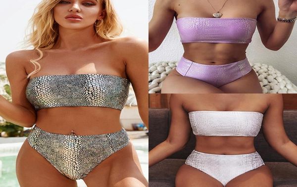 

women039s swimwear women snakeskin bikini set fashion tube crop high waist thong swimsuit beachwear bathing suit summe5956239, White;black