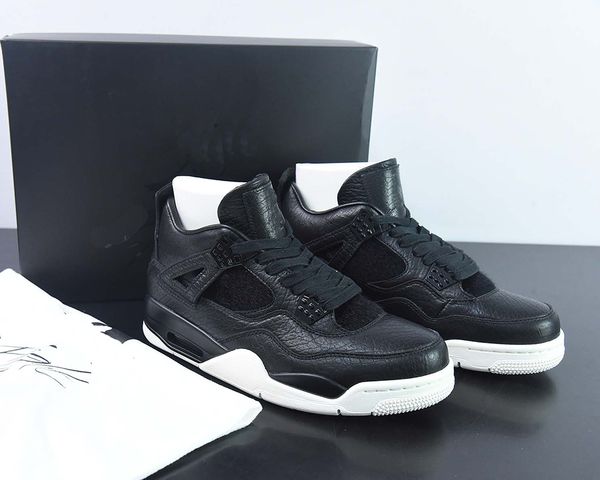 

jumpman 4 retro premium basketball shoes 4s pony hair black/anthracite-black-sail outdoor sneaker sports with original box
