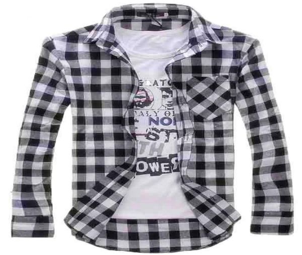 

fashion men vintage shirts plaid check long sleeve shirt slim fit shirts for men men039s clothing shirts m2xl7118878, White;black