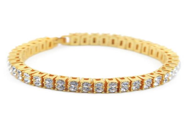 

iced out chain bracelet for mens hip hop diamond tennis bracelets jewelry gold plating double row rhinestone bracelet 2814160, Golden;silver