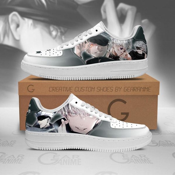 

fashion men women anime casual shoes satoru gojou air sneakers italy originals manga leather low r couple simple custom animes sports shoes, Black