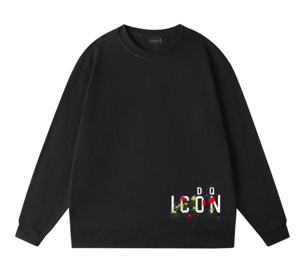 

icon hoodie europe and america fashion brand printed men's sweater versatile round neck fashion brand men's bottom loose sweater, White;black