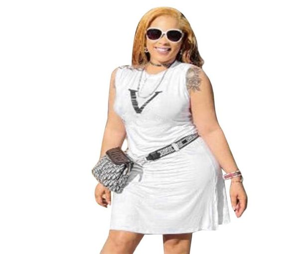 

women casual dresses luxury designer letter print sleeveless dresses elegant a line white party female dress6402666, Black;gray
