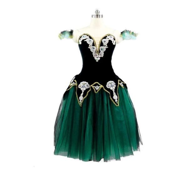 

stage wear velvet black green gold romantic ballet tutu long dress for raymonda girls ballerina professional performance stage cos5064638, Black;red