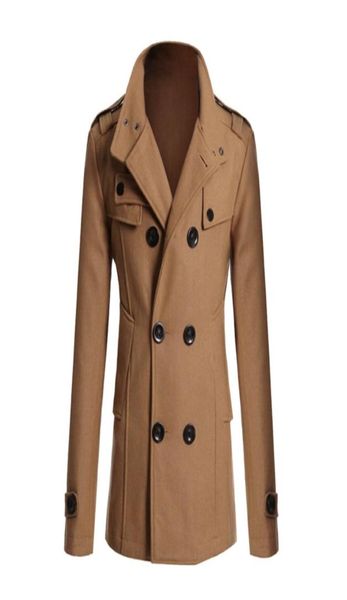 

fall2015 fashion men winter overcoat british style doublebreasted fitted outerwear coat men039s trench  l xl xxl shippin9434676, Tan;black