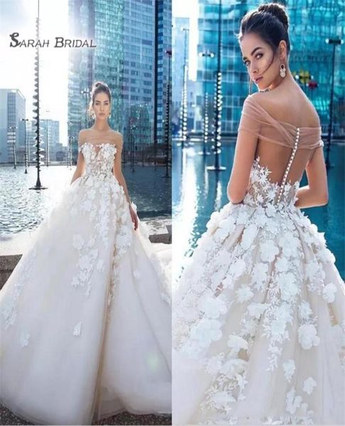 

2020 vintage a line wedding dresses off shoulder keyhole 3d flowers lace appliques plus size bridal gowns5110752, Black