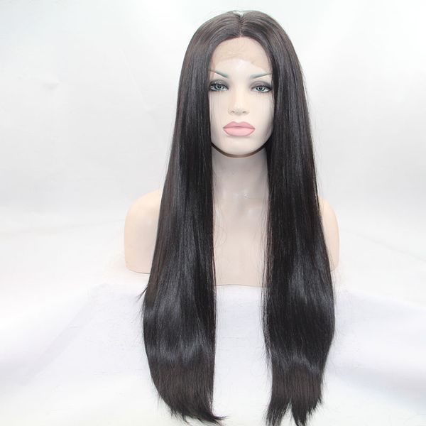 

popular women's long straight wigs, synthetic fiber women's hair, Black