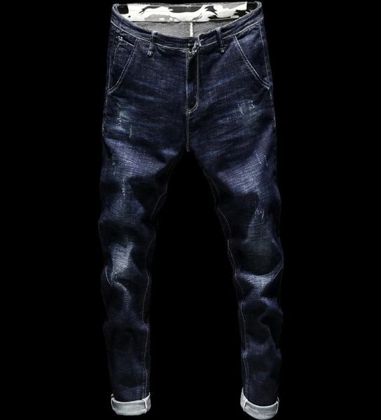 

men039s jeans mens trend moustache effect ripped slim 2021 spring clothing youth fashion denim pencil pants blue7851790, Blue
