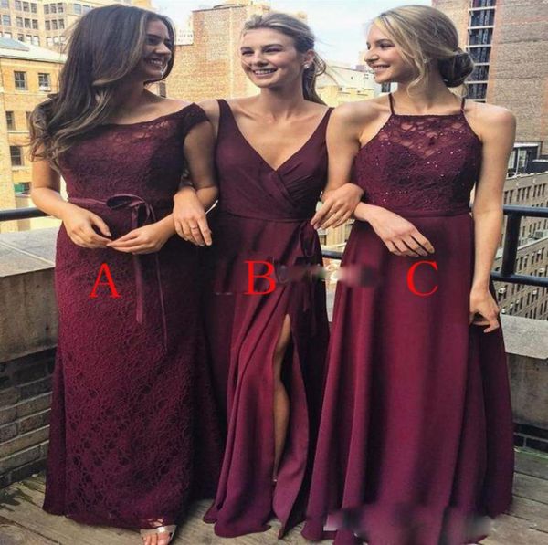 

burgundy a line bridesmaid dresses different style long chiffon bridesmaid gowns vestido de dama de honor 201832822715256997, White;pink