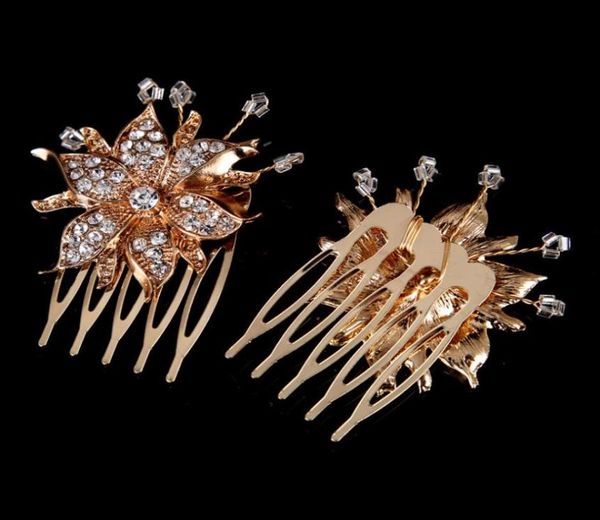 

european and american alloy drill comb wedding dress diamond flower accessories bridal ornaments women hair headpieces75658592310418, Silver