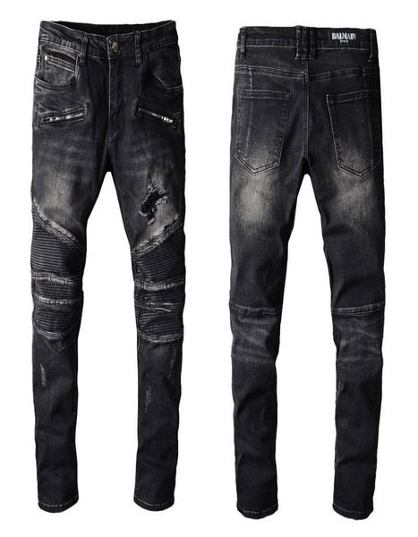 

2021 new arrivals balmian mens luxury designer denim jeans holes trousers biker pants men039s clothing 10899875263, Blue