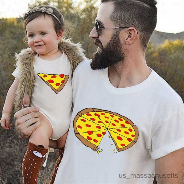 

family matching outfits funny pizza print father mother kids t-shirt baby bodysuit cotton summer family matching outfits mom dad and me matc, Blue