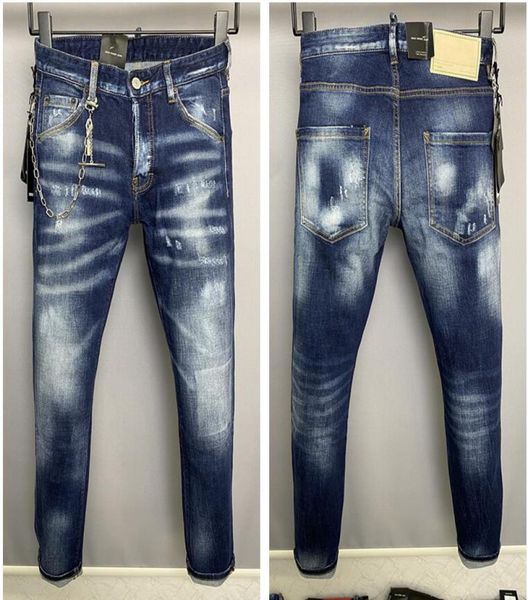 

mens jeans distressed ripped biker jean slim fit motorcycle zippers denim fashion pants black hip hop mans tight jeans 4454 high 2909534, Blue