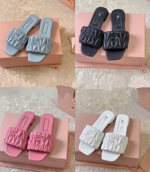 

2023 summer luxury designer sandal women mules shoes cd fashion lychee pattern open toe slides ladies square heel mules female slippers tori, Black