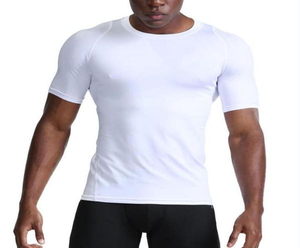 

men039s gym sports tight and quickdrying breathable stretch fitness clothes tshirt pro running training fitness shortsleeve 6834780, White;black