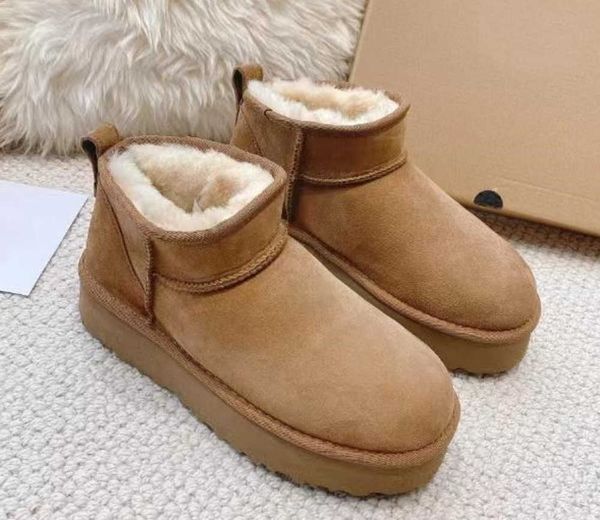 

australia thickened bottom classic warm boots womens mini half snow boot usa gs 585401 winter full fur fluffy furry satin ankle bootss booti, Black