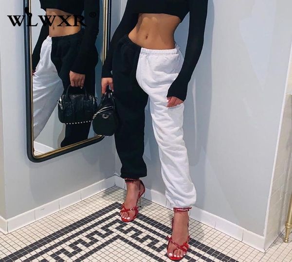 

winter loose sweat pants women joggers 2020 patchwork harajuku high waist pants female casual harem ladies trousers7610314, Black;white