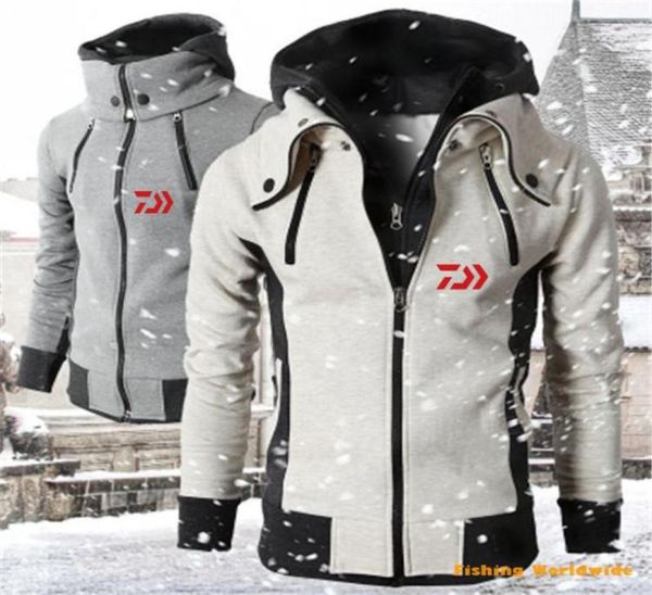 

autumn winter fishing clothing keep warm hooded jacket outdoor sport fleece hiking coat7407913, Black;brown