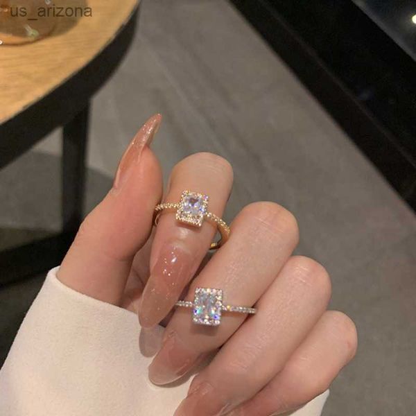 

luxury classic moissanite wedding engagement rings for women square lucky ring personality stainless steel rings charm jewelry l230620, Silver