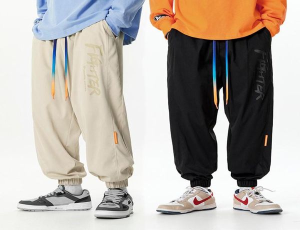 

men039s pants springsummer casual rainbow drawstring loose leggings harem skateboard joggers xxxlmen039s6638066, Black