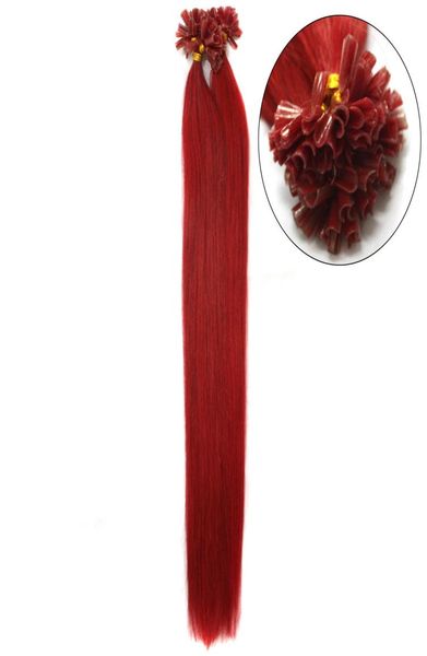 

whole 300spack 05gs 14039039 24quot keratin stick u tip human hair extensions brazilian hair red dhl fast shippi6202808, Black